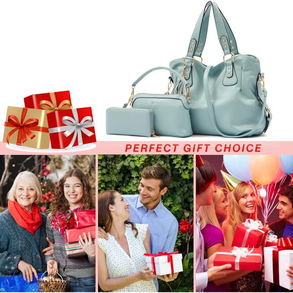 Women Large Synthetic Leather Crossbody Bag Set Tote Wallet Purse Handbag - Picture 2 of 9